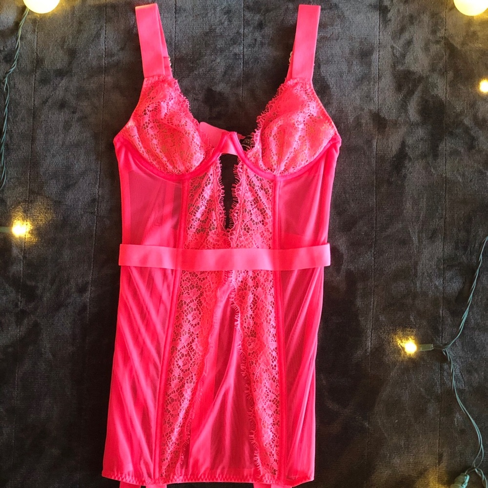 HOT PINK Lacey corset lingerie